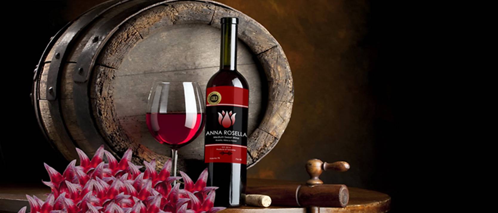 wine glass, bottle and barrel